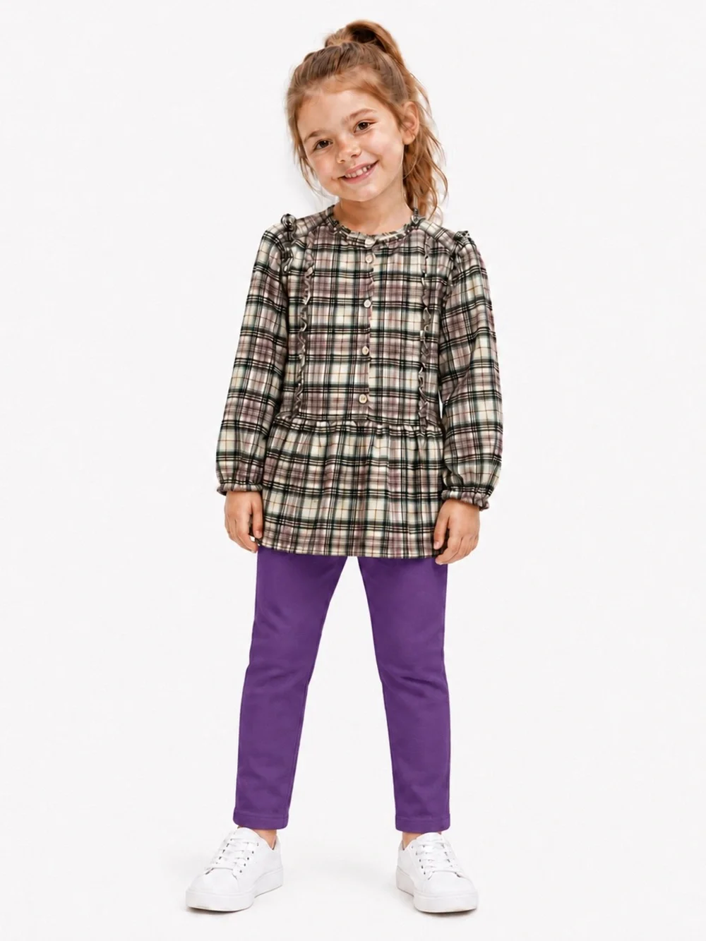 Baby Gap Girls Plaid Ruffle Peplum Tunic Blouse Size 3T